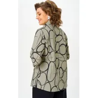 Блузка Белэльстиль 877-326 олива+черный