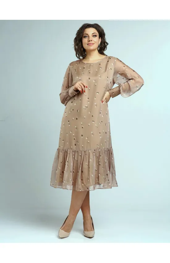 Платье Your Size 2250/164 Бежевый в цветочный принт
