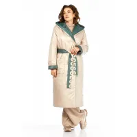 Пальто Диамант 1893 бежево-зелёный