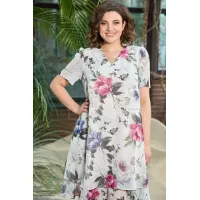 Платье Moda-Versal 2387 молочный+фиолетовый