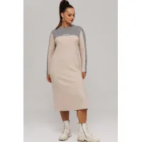 Платье Галеан Cтиль 995 бежевый с серым
