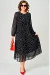 Платье Eva Grant 7177C черный в мелкий горох