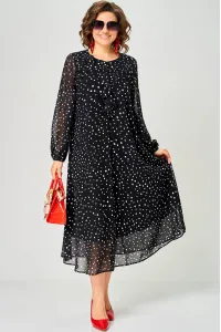 Платье Eva Grant 7177C черный в мелкий горох