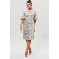 Платье Mislana 1037/1 серебро