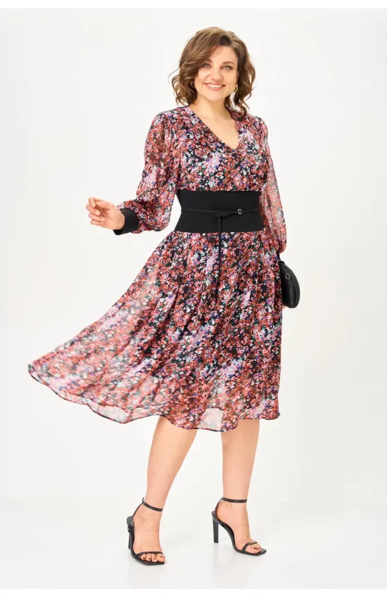 Платье Орхидея Люкс 1672 Цветочный принт
