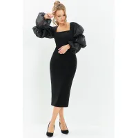 Платье Euromoda 678 черный с люрексной нитью Платье Euromoda 678 черный с люрексной нитью