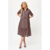 Платье Talia Fashion 424 геометрический принт в черно- коричневых тонах. Платье Talia Fashion 424 геометрический принт в черно- коричневых тонах.