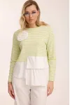 Кофта Kaloris 2183 приглушенно-салатовый+белый