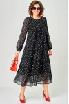 Платье Eva Grant 7177C черный в мелкий горох