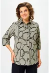 Блузка Белэльстиль 877-326 олива+черный