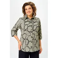 Блузка Белэльстиль 877-326 олива+черный