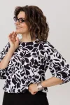 Блузка Anelli 1779 черно-белые цветы