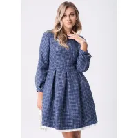 Платье Your Size 2268/164 Синий с добавлением бежевых нитей