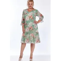 Платье Lady Three Stars 2478 салатовый с цветочным принтом