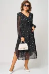 Платье Eva Grant 7297В черный в белый горох Платье Eva Grant 7297В черный в белый горох
