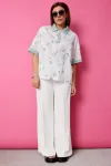 Блузка Begimoda 4132 шалфей на белом