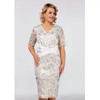 Платье Mira Fashion 5221-2 белый+бежевый