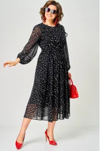 Платье Eva Grant 7177C черный в мелкий горох