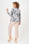 Кофта Swallow 883 дымчато-синий/принт «бежево- молочные абстрактные цветы» Кофта Swallow 883 дымчато-синий/принт «бежево- молочные абстрактные цветы»