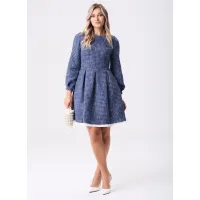 Платье Your Size 2268/164 Синий с добавлением бежевых нитей