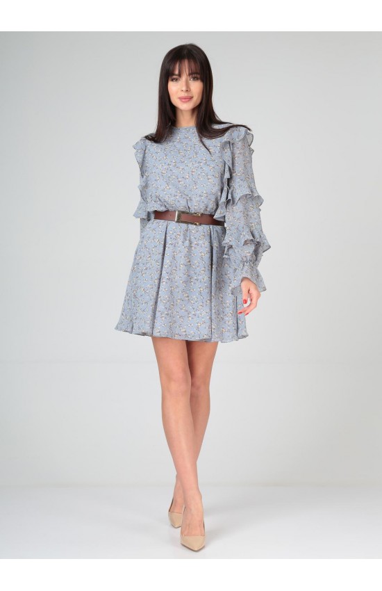 Платье Your Size 2129/164 Серо-голубой в цветы
