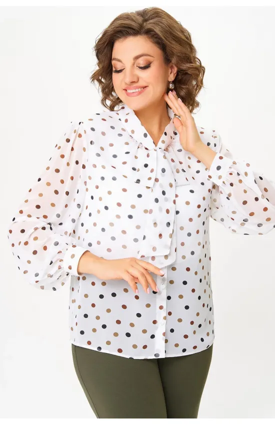 Блузка Дали 7011.1 белый в горох