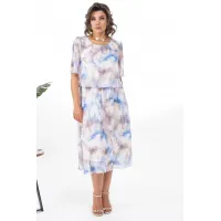 Платье Alani 2370 белый+голубой+бежевый