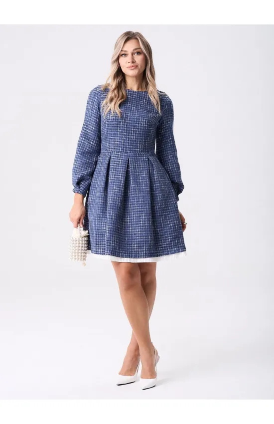 Платье Your Size 2268/170 Синий с добавлением бежевых нитей