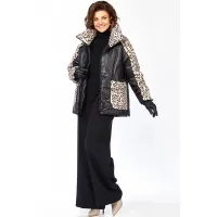 Куртка Lady Secret 7294 черный+леопардовый мех