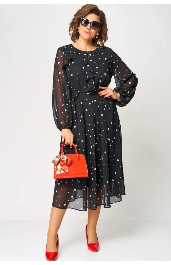 Платье Eva Grant 7177 черный в горох