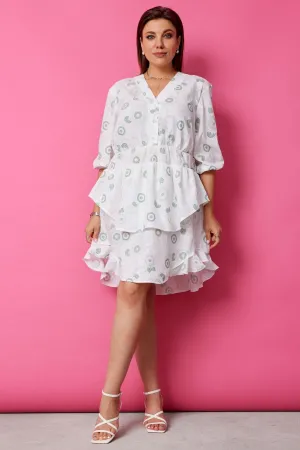 Платье Begimoda 1056 шалфей на белом