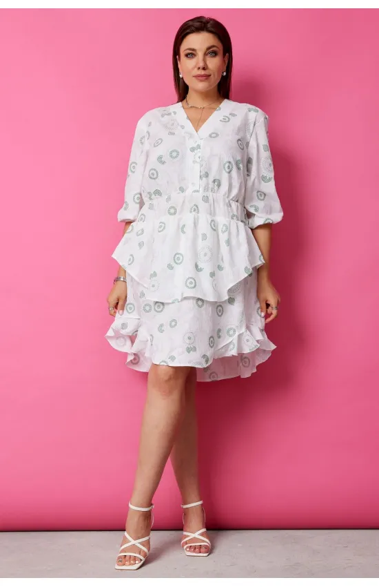 Платье Begimoda 1056 шалфей на белом