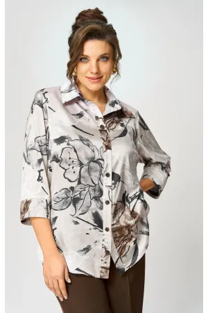 Блузка Белэльстиль 877-326 бежево-коричневый