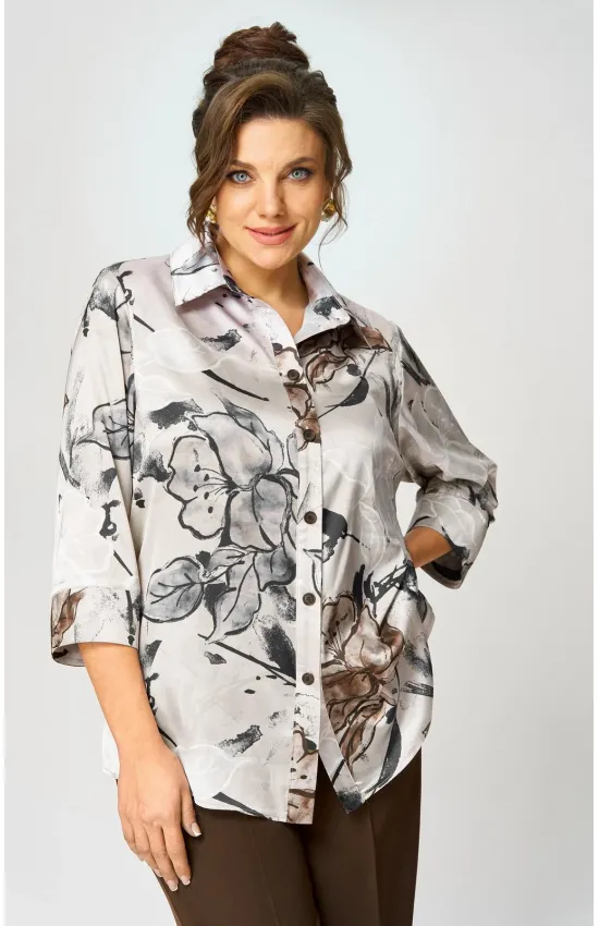 Блузка Белэльстиль 877-326 бежево-коричневый