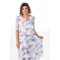 Платье Alani 2370 белый+голубой+бежевый