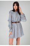 Платье Your Size 2129/164 Серо-голубой в цветы