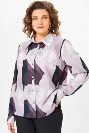 Блузка Swallow 884.2 коричнево-сиреневый принт