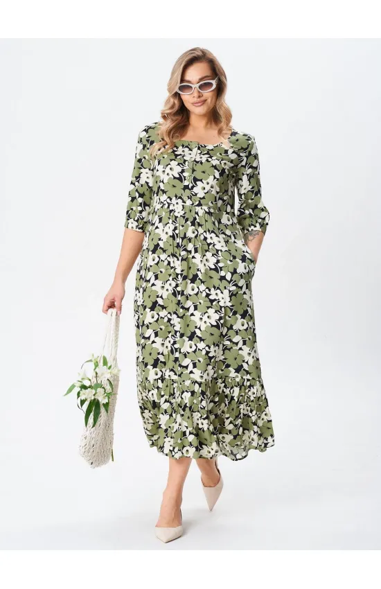 Платье Your Size 2255/170 Цветочный принт на черном