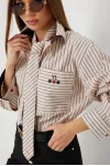 Блузка Vesnaletto 4327 бежевый полоска