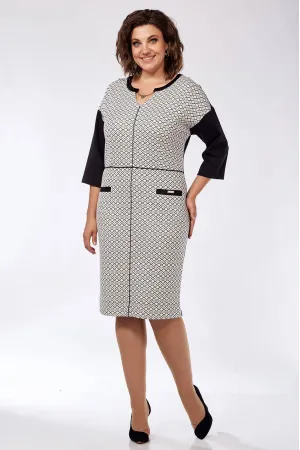 Платье Lady Style Classic 707 молочный с черным