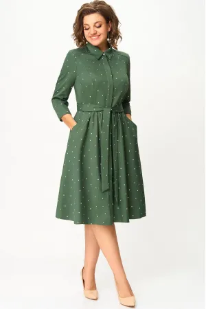 Платье Дали 5348А горох олива