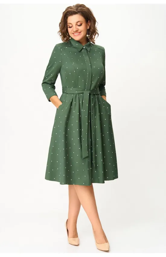 Платье Дали 5348А горох олива