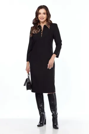 Платье Vilena Fashion 1021 черный+леопард