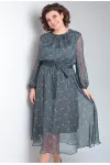 Платье Your Size 2219/170 Темно-зеленый в цветочный принт