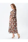 Платье Your Size 2259/164 Медно-коричневые и молочные цветы на черном