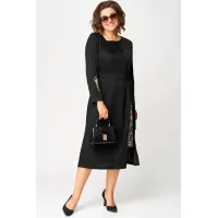 Платье Eva Grant 7220Б черный+принт капучино Платье Eva Grant 7220Б черный+принт капучино