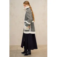 Пальто Lokka 1725 серый/белый/клетка