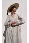 Платье I3I Fashion 105/1 бежевый в полоску с нитью люрекса