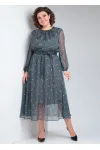 Платье Your Size 2219/170 Темно-зеленый в цветочный принт
