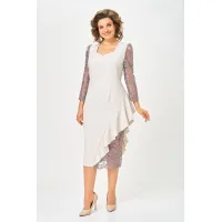 Платье Mira Fashion 5654 молочный+кружево Платье Mira Fashion 5654 молочный+кружево